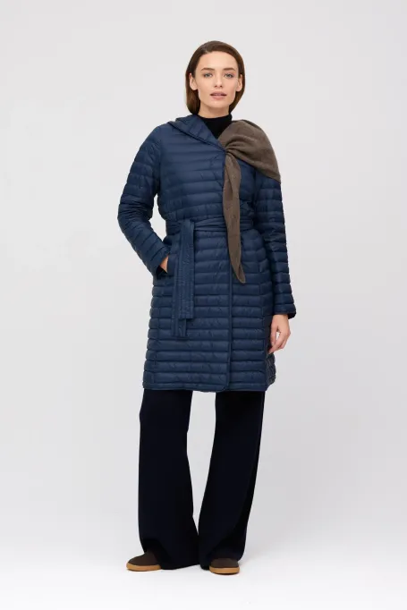 Leichte dunkelblaue Daunenjacke mit Kapuze - Patrizia Aryton