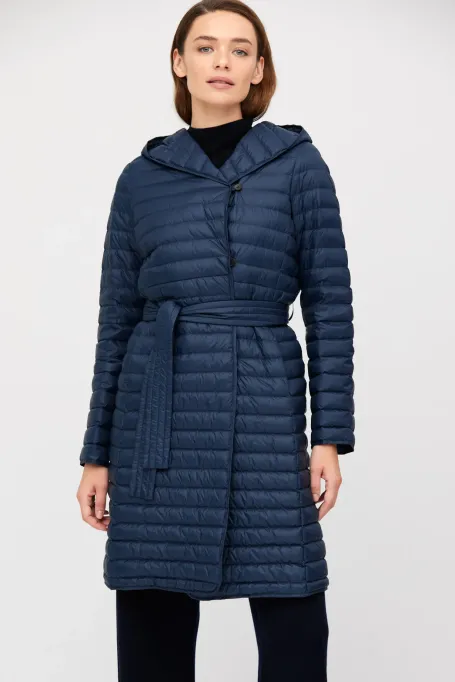 Leichte dunkelblaue Daunenjacke mit Kapuze - Patrizia Aryton