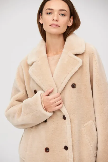 Midi-Mantel aus Teddybärwolle - Patrizia Aryton