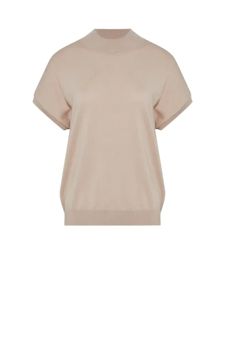 Beige Bluse aus gekämmter Merinowolle - Patrizia Aryton