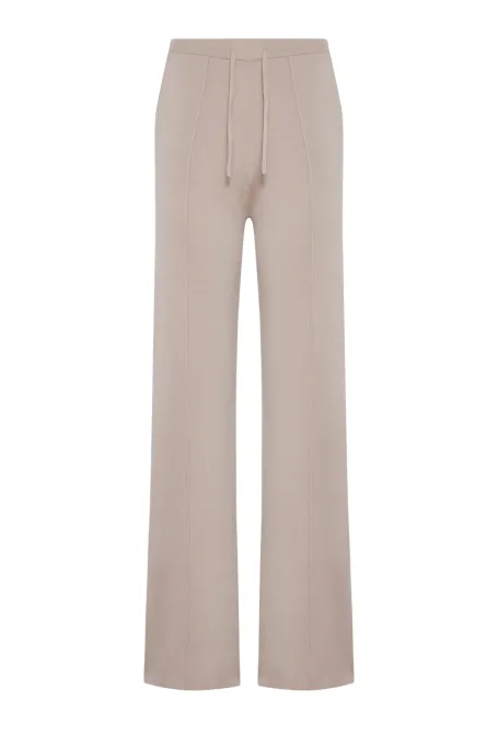 Weite beiger Hosen aus gekämmter Wolle - Patrizia Aryton