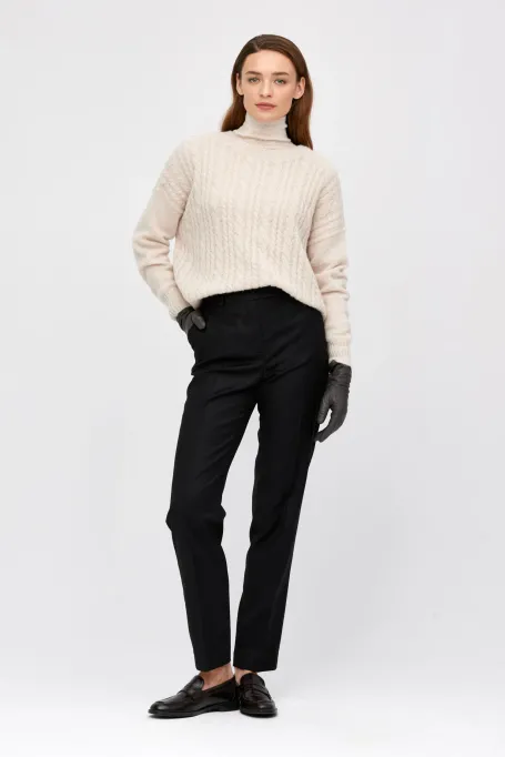 Schwarze Wollanzughose