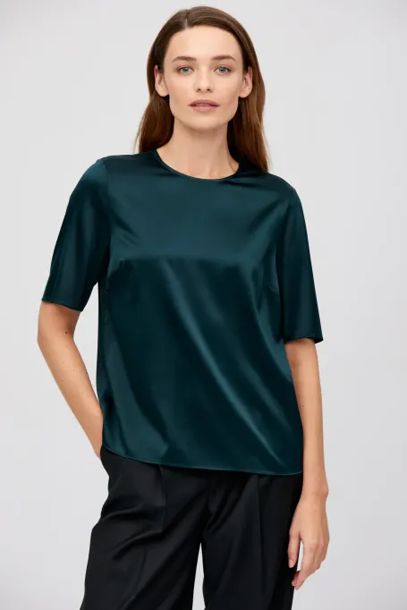 Smaragdgrüne Seidenbluse