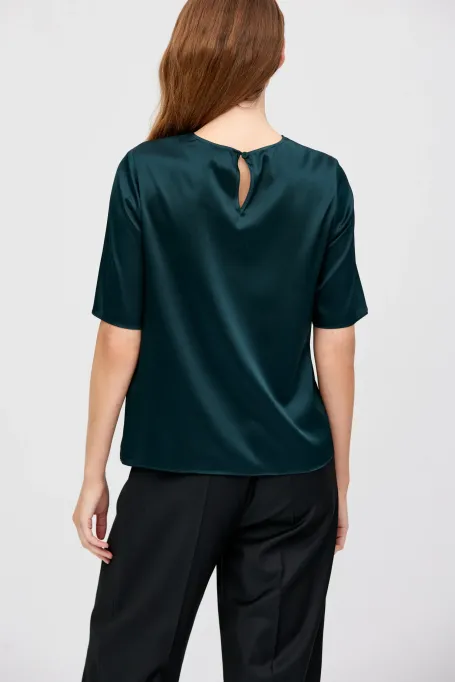 Smaragdgrüne Seidenbluse