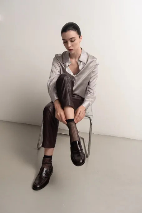 Lila Lederhosen mit Taschen - Patrizia Aryton