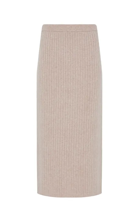 Beiger Strickrock aus Merinowolle