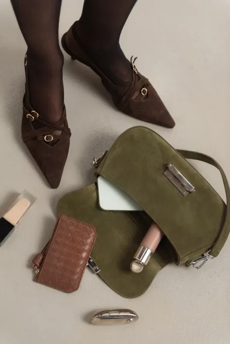 Schokoladenbraune Slingback-Schuhe aus Wildleder - Patrizia Aryton