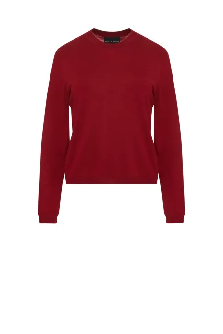 Rote Bluse aus Merinowolle