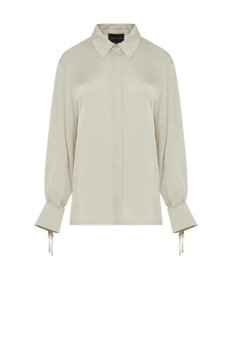Seidenbluse mit Bindung am Manschettenende