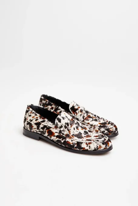 Leder-Loafer im Animal-Print
