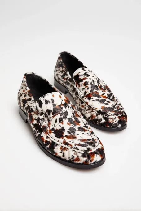 Leder-Loafer im Animal-Print