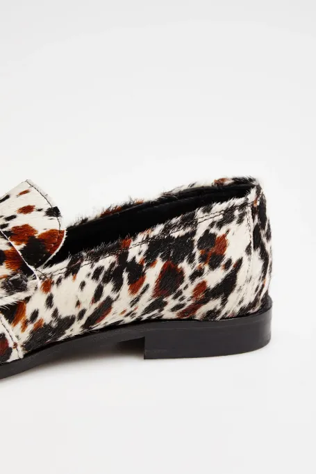 Leder-Loafer im Animal-Print