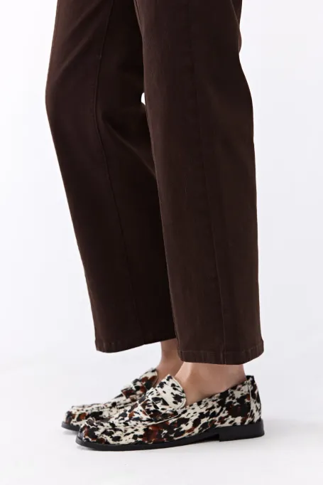 Leder-Loafer im Animal-Print