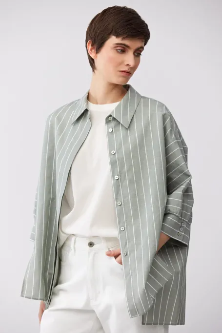 Lockere Bluse aus Leinen und Baumwolle