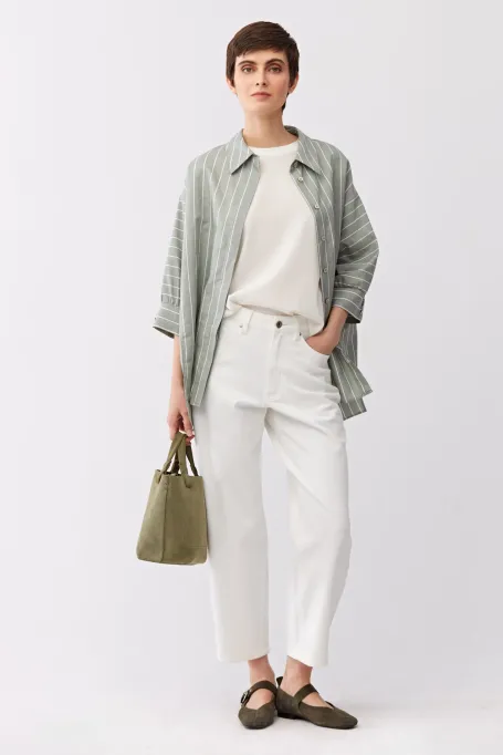 Lockere Bluse aus Leinen und Baumwolle