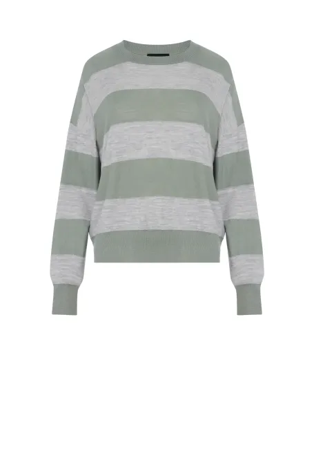 Gestreifte Bluse mit Kaschmir und Seide