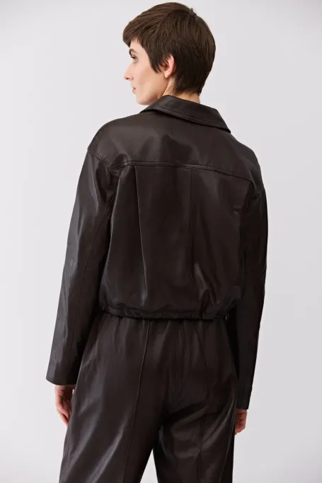 Kurze braune Lederjacke Kurze braune Lederjacke