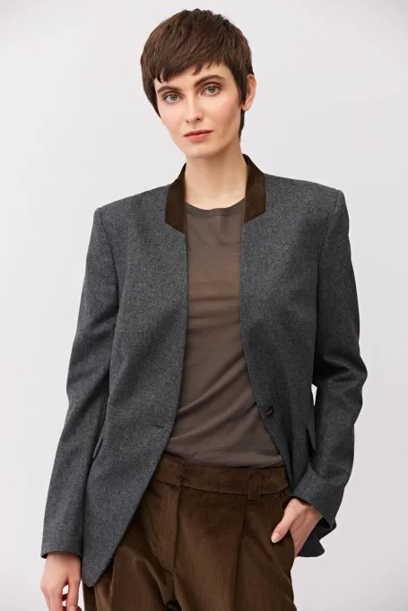 Graues einreihiges Sakko mit Kaschmir - Patrizia Aryton