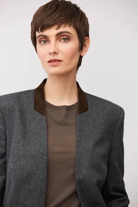 Graues einreihiges Sakko mit Kaschmir - Patrizia Aryton Graues einreihiges Sakko mit Kaschmir - Patrizia Aryton