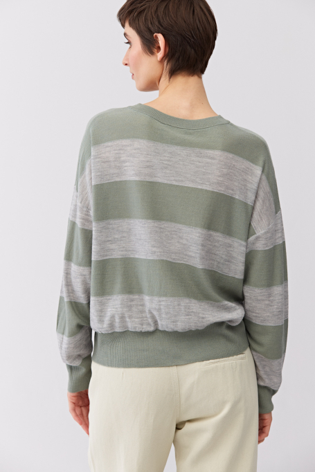 Gestreifte Bluse mit Kaschmir und Seide