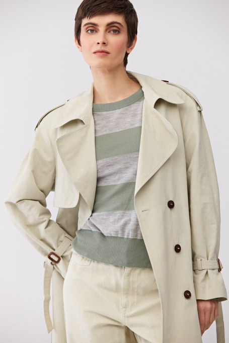 Gestreifte Bluse mit Kaschmir und Seide