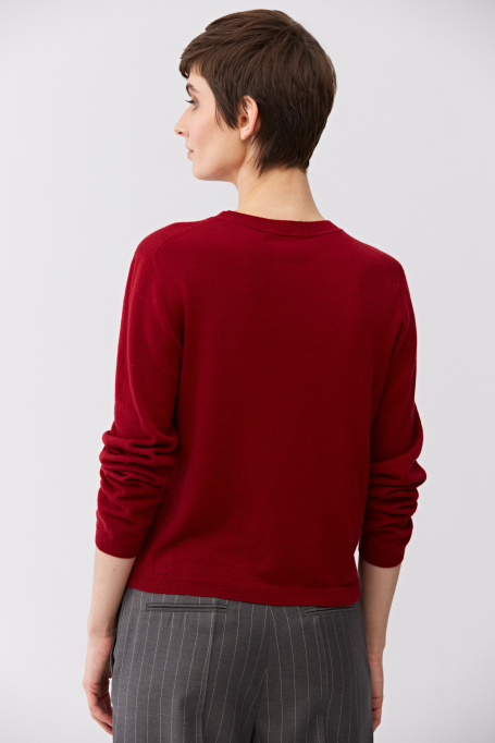 Rote Bluse aus Merinowolle