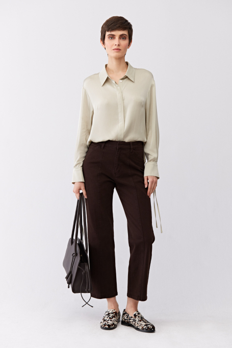 Seidenbluse mit Bindung am Manschettenende