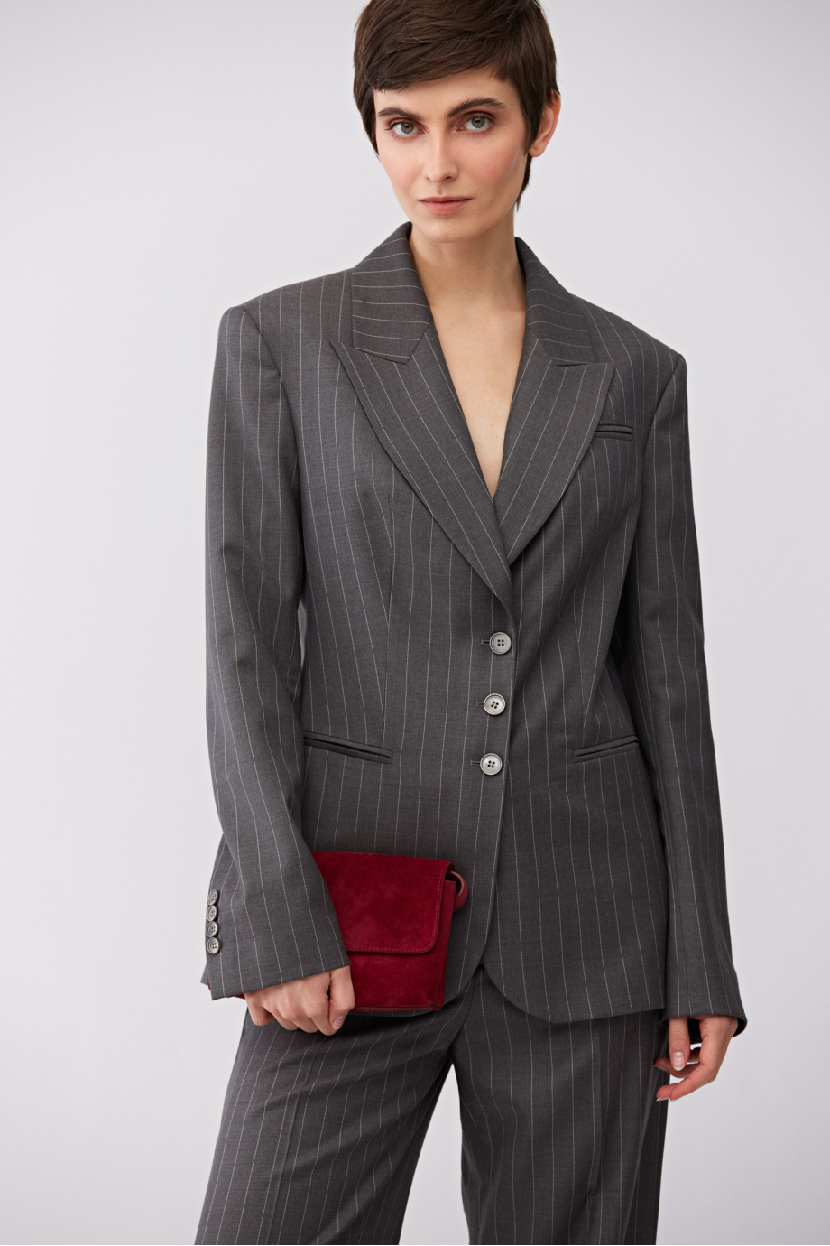 Graues Sakko aus Schurwolle mit Streifen zum Anzug Graues Sakko aus Schurwolle mit Streifen zum Anzug