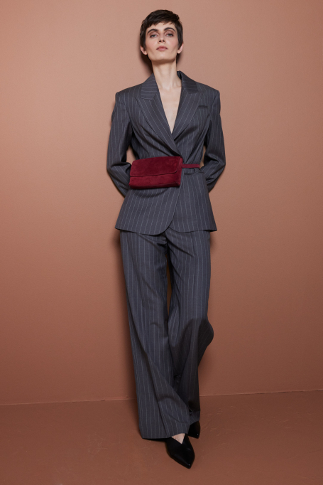 Weite graue Anzughose mit Streifen - Patrizia Aryton