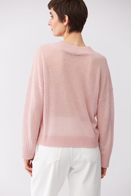 Hellrosa Pullover aus Baby-Suri-Alpaka