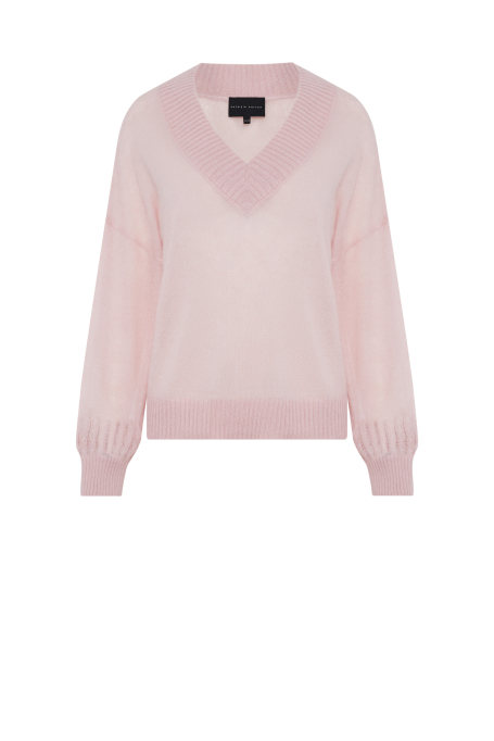 Hellrosa Pullover aus Baby-Suri-Alpaka