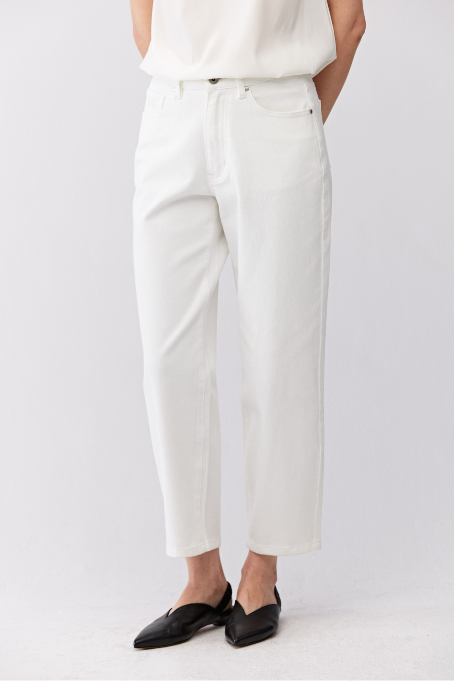 Weiße Barrel-Jeans Weiße Barrel-Jeans