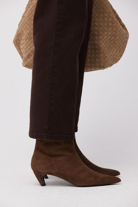 Braune Stiefeletten aus Veloursleder - Patrizia Aryton