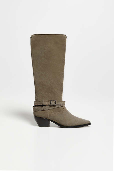 Velourslederstiefel mit Riemen und Schnalle - Patrizia Aryton