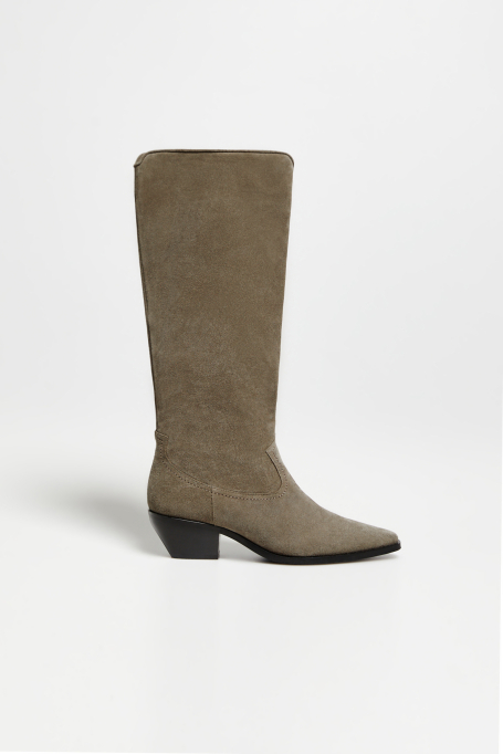 Velourslederstiefel mit Riemen und Schnalle - Patrizia Aryton