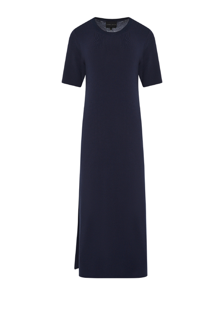 Marineblaues Strickkleid in Midi-Länge Marineblaues Strickkleid in Midi-Länge