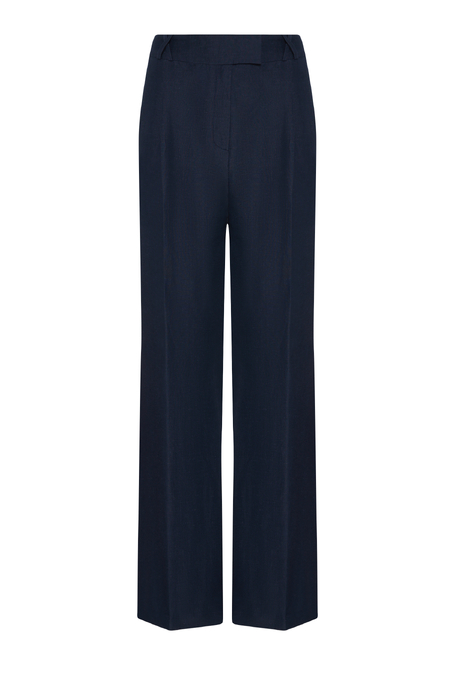 Marineblaue Anzughose aus Wolle und Leinen Marineblaue Anzughose aus Wolle und Leinen