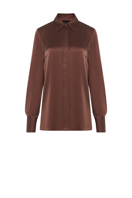 Braune lockere Seidenbluse