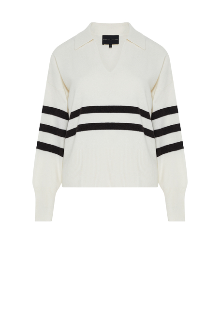 Weißes gestreiftes Shirt aus Merinowolle