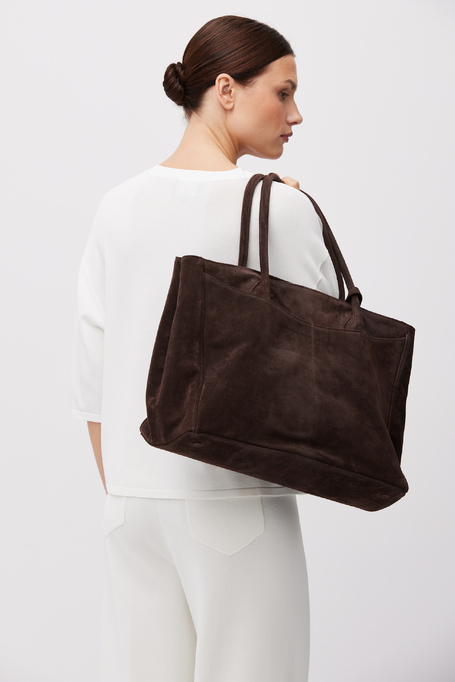 Weißes Strickshirt mit Rundhalsausschnitt