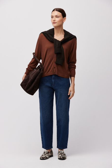 Brauner Cardigan aus Seiden- und Kaschmirmischung