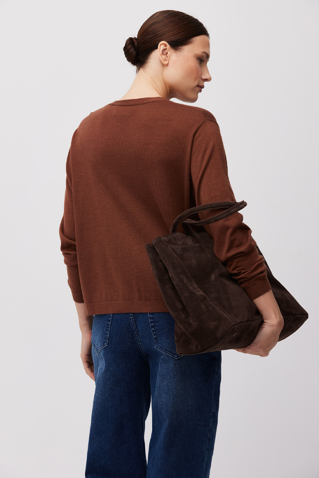 Brauner Cardigan aus Seiden- und Kaschmirmischung