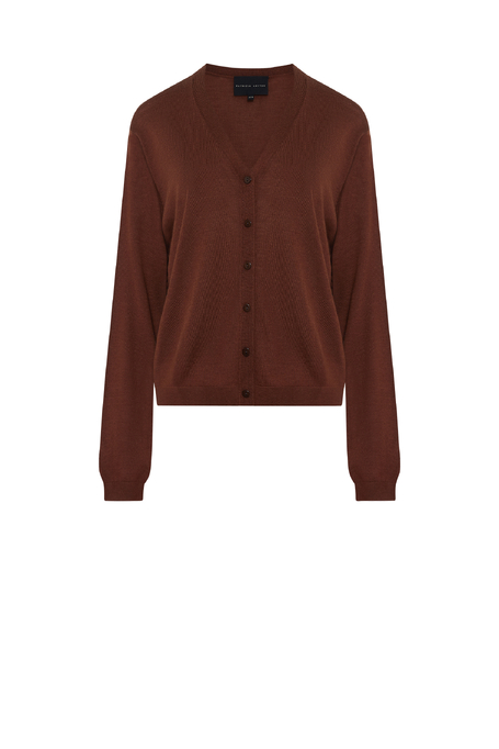 Brauner Cardigan aus Seiden- und Kaschmirmischung