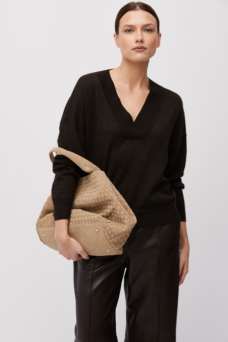 Braune Bluse mit Yak-Wolle