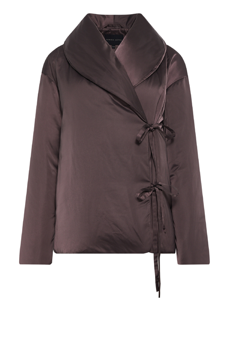 Braune Daunenjacke mit Bindung