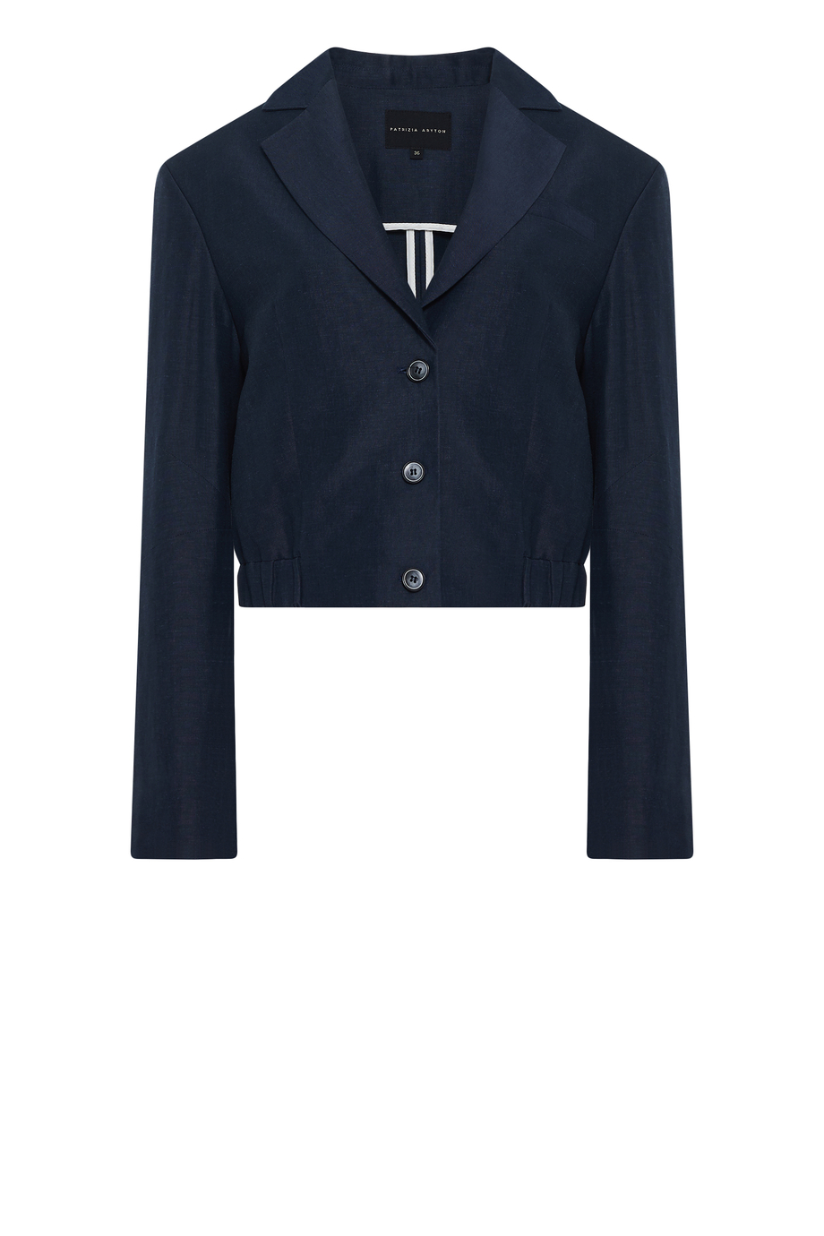 Marineblaues einreihiges Sakko aus Wolle und Leinen Marineblaues einreihiges Sakko aus Wolle und Leinen