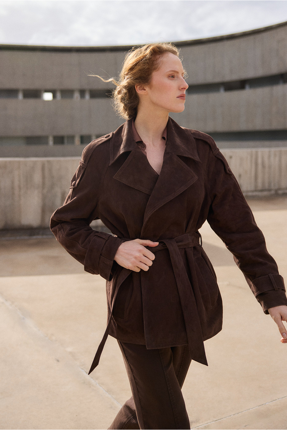 Braune Lederjacke mit Gürtel - Patrizia Aryton Braune Lederjacke mit Gürtel - Patrizia Aryton