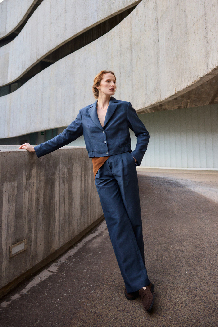 Marineblaue Anzughose aus Wolle und Leinen - Patrizia Aryton Marineblaue Anzughose aus Wolle und Leinen - Patrizia Aryton