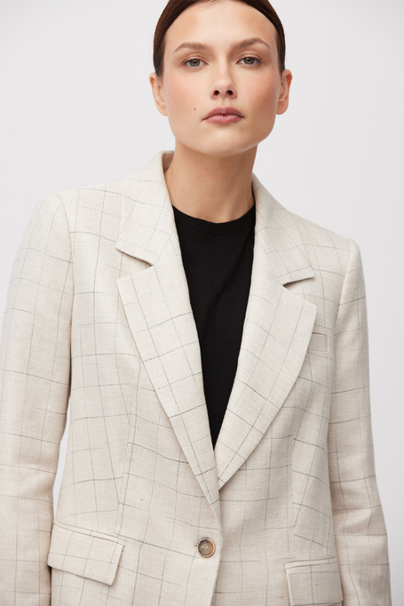 Beiges Sakko kariert mit Leinenanteil