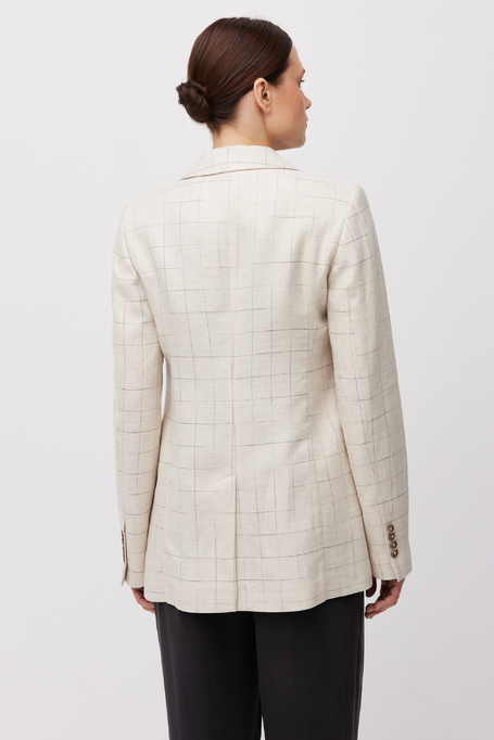 Beiges Sakko kariert mit Leinenanteil